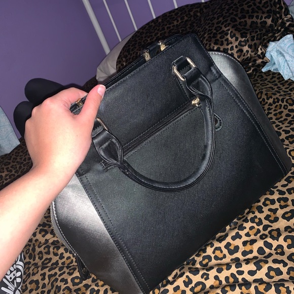 Black and Grey Purse with Gold Accents - Picture 4 of 7